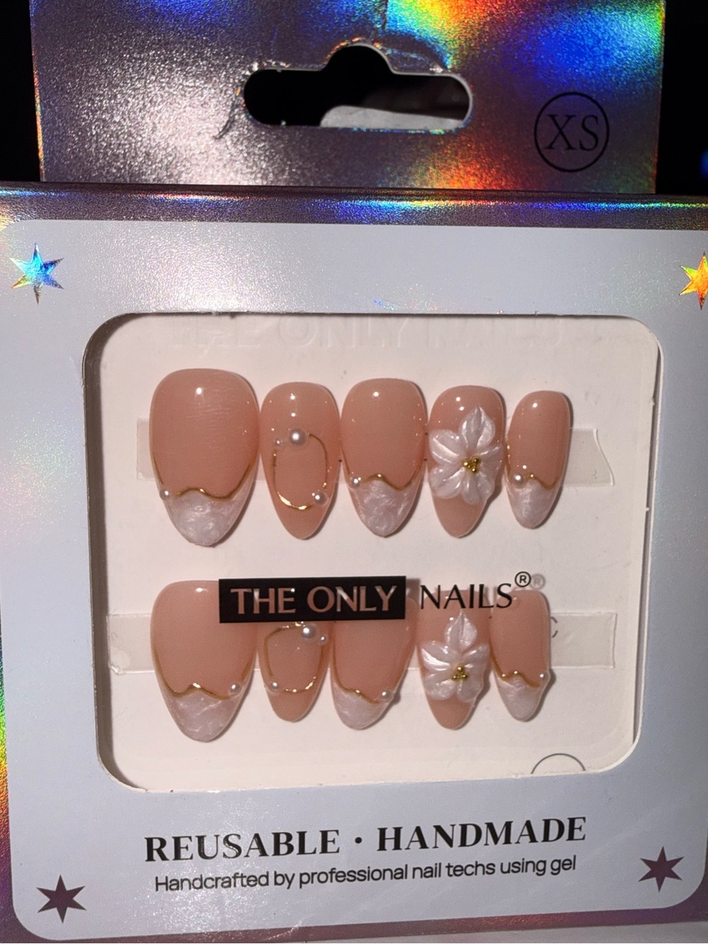 The Only Nails Nude Floral Reusable Press-On Nail Set